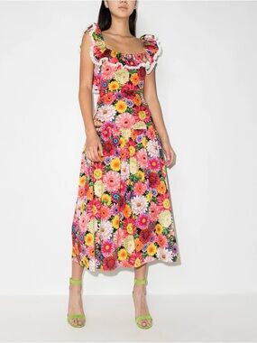 BORGO DE NOR Jessie Over the Rainbow Floral Midi Dress Sz 8 AU/4 US
